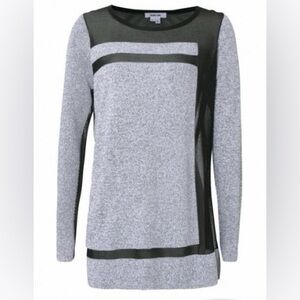 $375 Helmut Lang Knit Mesh Panels Tunic Long Sleeve BGUC Sz S